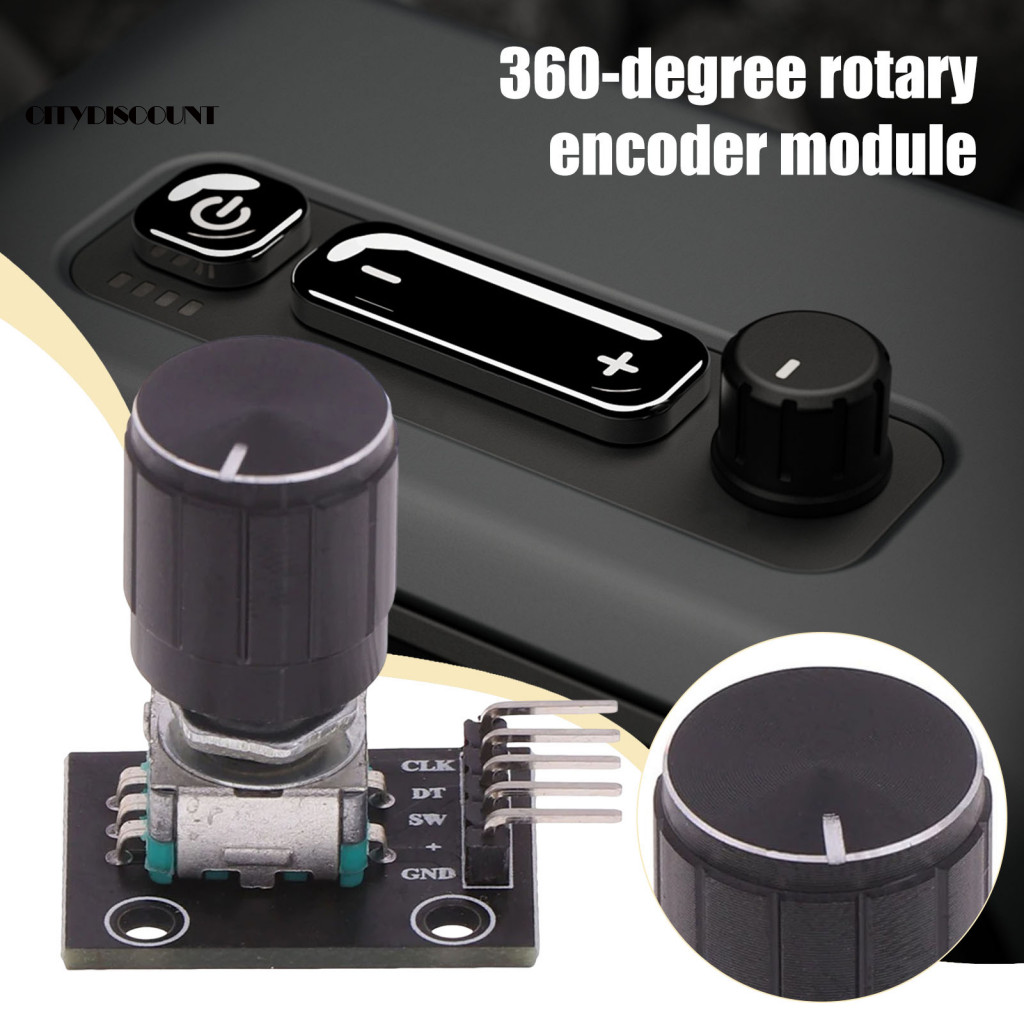 <citydiscount> โมดูลเซ็นเซอร์อิฐ 360 องศา Encoder โมดูล 360° โมดูลหมุน Encoder Ky-040 พร้อมหมวกลูกบิ