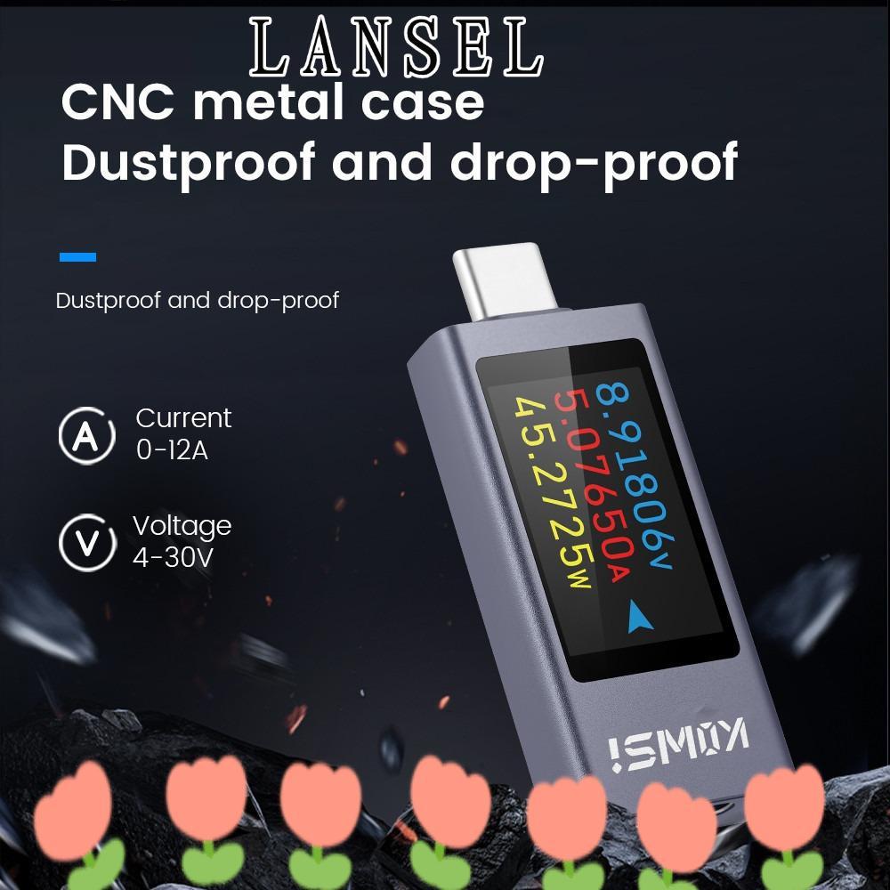 LANSEL1 เครื่องวัดพลังงาน, KWS-2303C Type-C Current และแรงดันไฟฟ้า, แบตเตอรี่ความจุ PD DC 4-30V 0-12