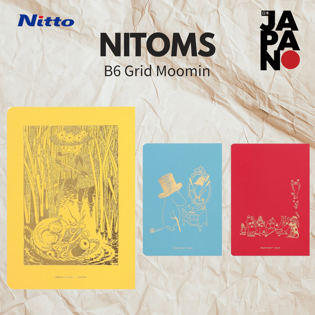 Nitoms STALOGY Notebooks 1/2 Year B6 Graph Moomin Blue Yellow ToDo Seal Set X1466
