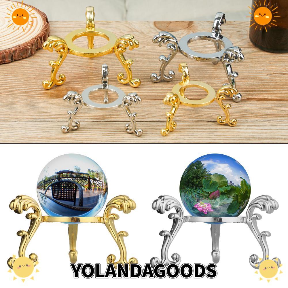 YOLANDAGOODS1 Sphere Stone Support Figurine ของขวัญการถ่ายภาพ Props ที่วางโลหะ