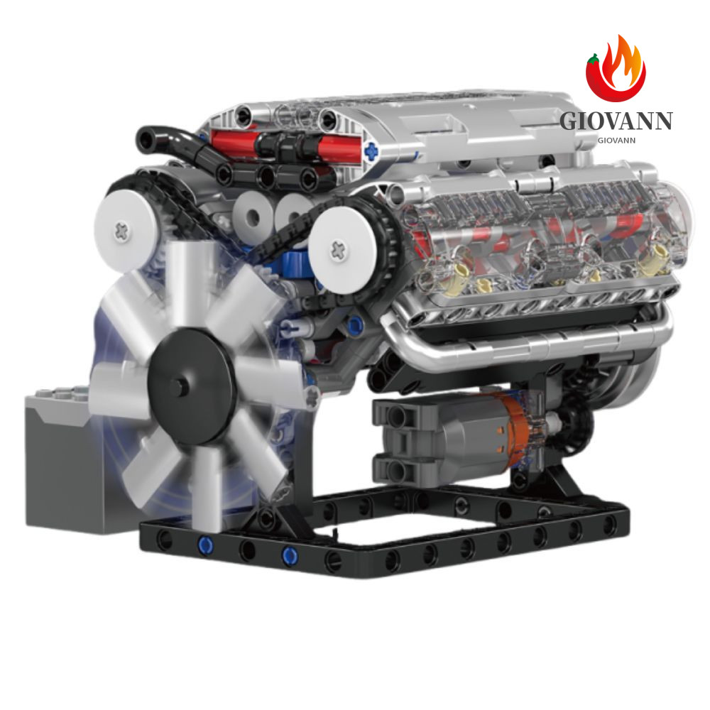 GIOVANNI V8 Engine Building Block, V8 กระบอกรุ่น Motorized จําลองการวิเคราะห์ชุดอิฐรถ,ขับเคลื่อนไฟฟ้