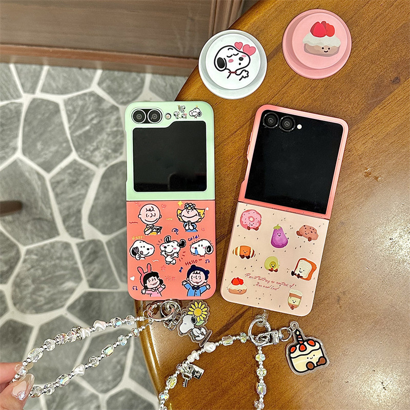การ์ตูนขนม Snoopy เหมาะสําหรับ Samsung Z Flip 7 เคสโทรศัพท์ Z Flip 6 ฝาครอบแม่เหล็ก Z Flip 5 เคสกันก