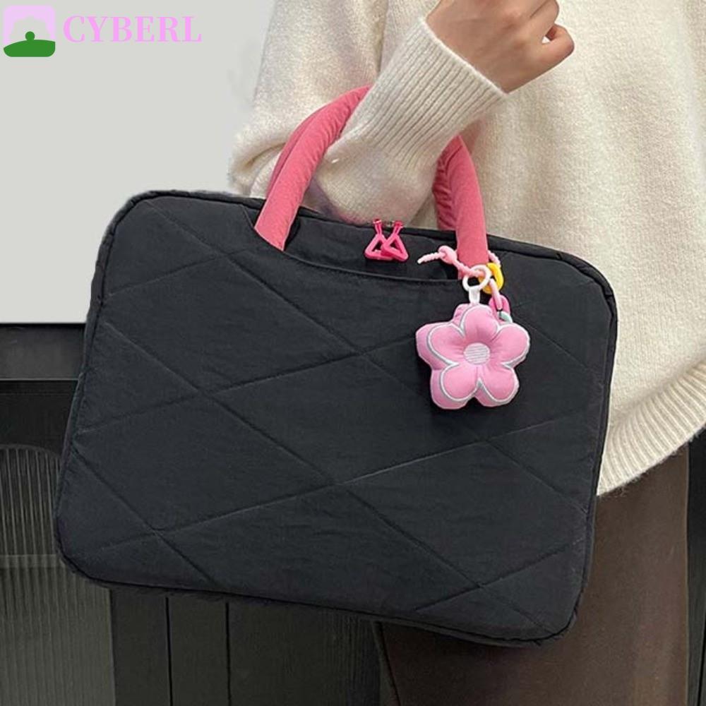 CYBERLINX Laptop Sleeve, Flower Pendant Handle Style Computer Handbag, Laptop Case Puffy Portable Cu