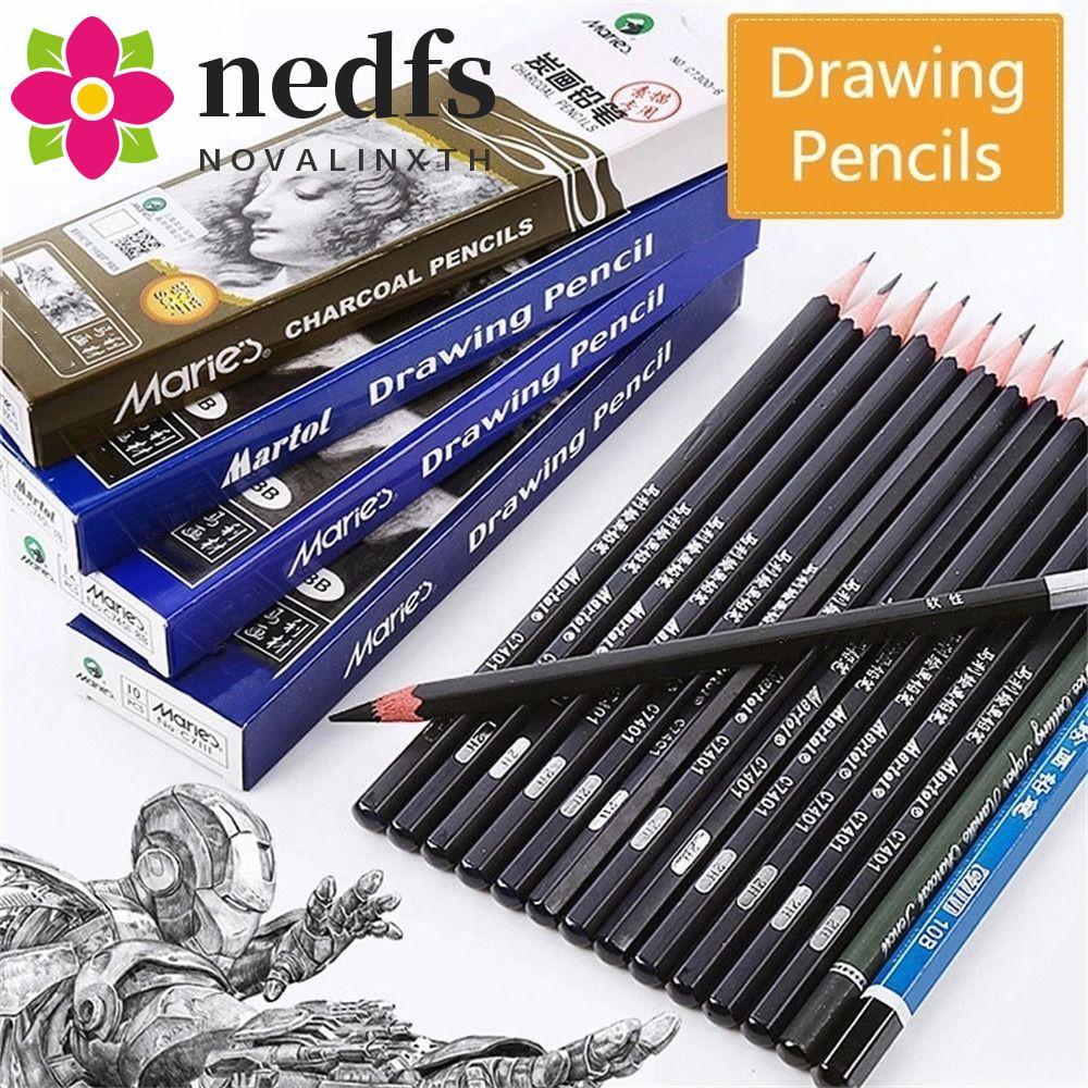 NEDFS 12 ชิ้น Sketch ดินสอดินสอสีดํา Professional 7B 8B 10B 12B 14B Soft Charcoal Art เครื่องเขียน 2