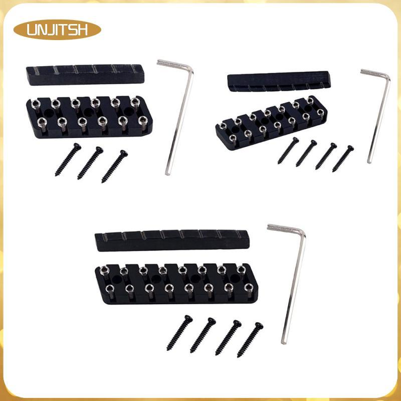 [unjitsh] 6 String/ 7 String/ 8 String Headless Guitar Bridge & Slotted Nut Set