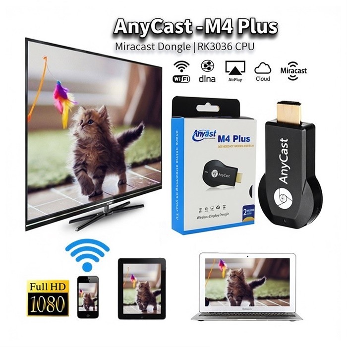 AnyCast M4 Plus Wireless WiFi Display Receiver,1080P HDMI Media Streamer TV Stick DLNA Airplay