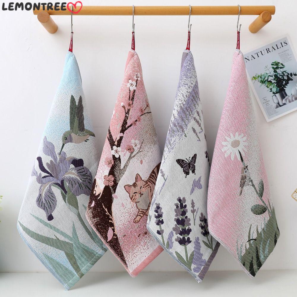 LEMONTREE ผ้าขนหนูเช็ดหน้าผ้าฝ้ายแท้, แห้งเร็วตกแต่งผ้าเช็ดมือขนาดใหญ่, 34x40 ซม. 4 ชั้นผ้าฝ้ายผ้ากอซครัวจานผ้าบ้านร้านอาหาร