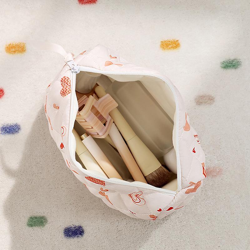 DSTH 1PC Cherry Printing Makeup Bag Quilted Makeup Bag Large Flower Makeup Bag Womens Cotton Makeup 