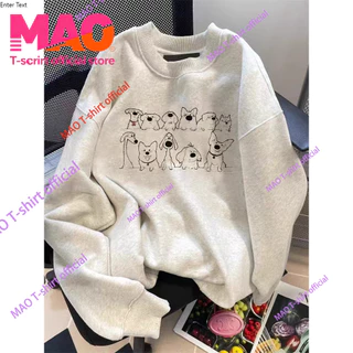 COD✅ (จัดส่งในกรุงเทพฯ) MAO Shop หมาเฉพาะกลุ่มเย็บปักถักร้อย Hoodless เสื้อกันหนาวหลวมพอดีวินเทจน่ารักด้านบน