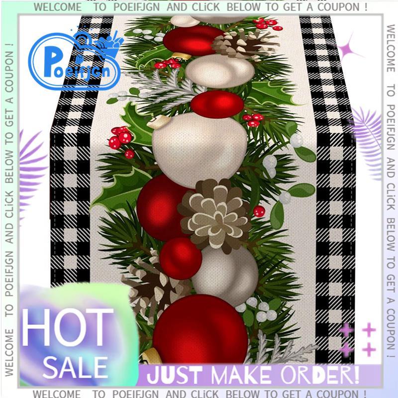 สีดําและสีขาว Gingham Christmas Table Runner Table Runner Holiday Home Kitchen Decor