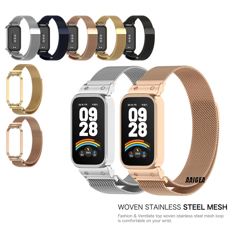 สายสแตนเลส Breathable Milanese Band สําหรับ Redmi Smart Band 2 3 / Xiaomi Smart Band 8 9 Active