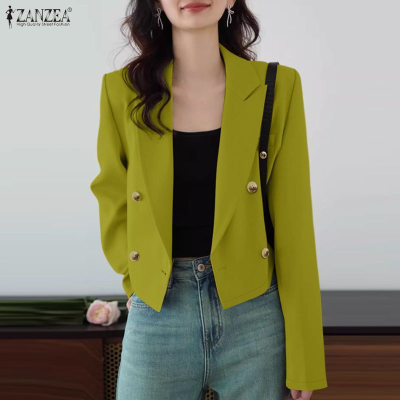 ZANZEA ผู้หญิงเกาหลีธุรกิจขั้นสูงปกแขนยาว Double-Breasted Elegant Officewear Blazer — صورة 6
