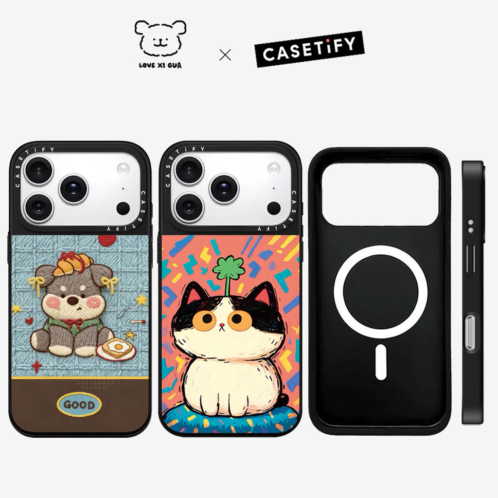 กระจกแม่เหล็ก น่ารักบิ๊กอายแมวเคสโทรศัพท์สําหรับ ไอโฟน 17 16 มือโปร สูงสุด 17อากาศ 16 15 14 13 12 11 กันกระแทกป้องกันปลอก