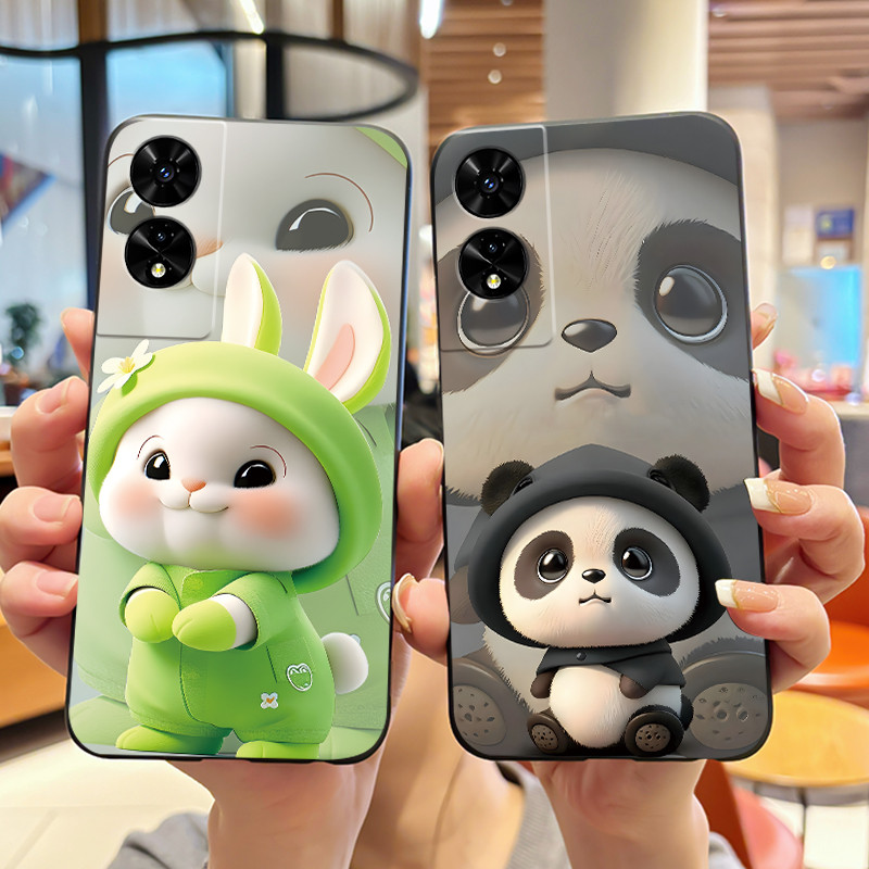 เคสโทรศัพท์สําหรับ TCL 505 T509K T509A กันชนซิลิโคนสีดํากันกระแทกปลอกนุ่มยอดนิยม Lucky น่ารักสีขาว Furry Bear รูปแบบฝาครอบ