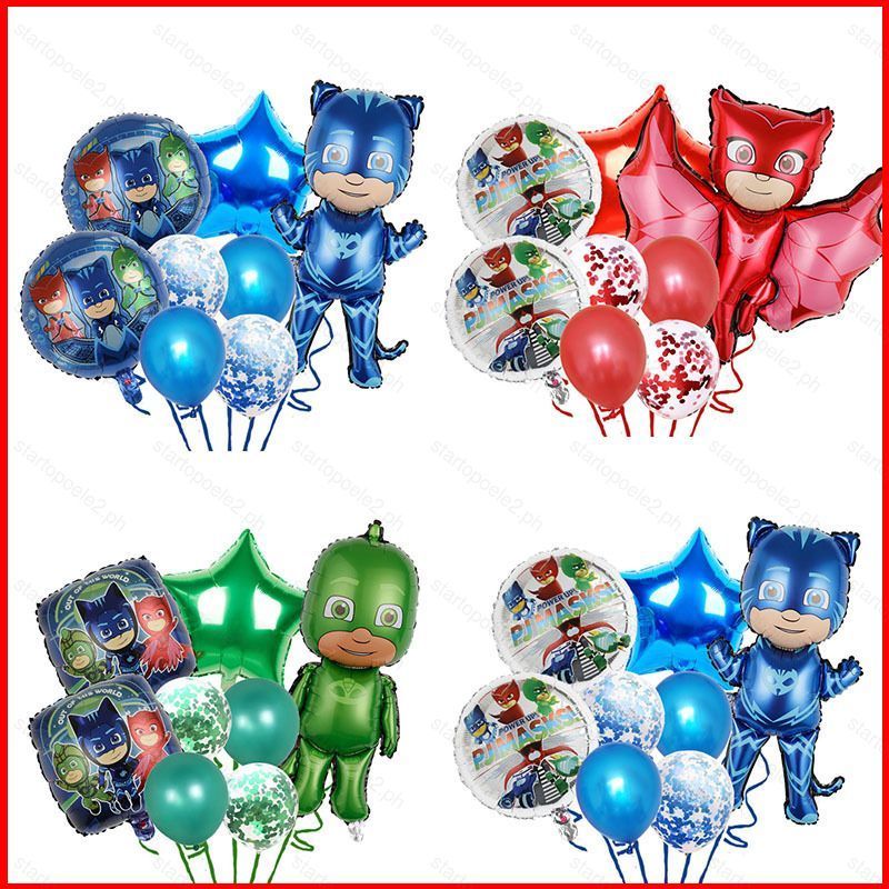 ST2 PJ Masks ฟอยล์บอลลูนการ์ตูนเด็กชุดตกแต่งงานเลี้ยงวันเกิด TS2