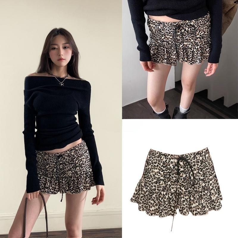พร้อมส่ง กระโปรงสั้น ลายเสือดาว มีซับใน กระโปรงมินิ Skirt เอวสูงทรงเอ จับแมทซ์ได้ง่าย สไตล์เกาหลี สุดเซ็กซี่m