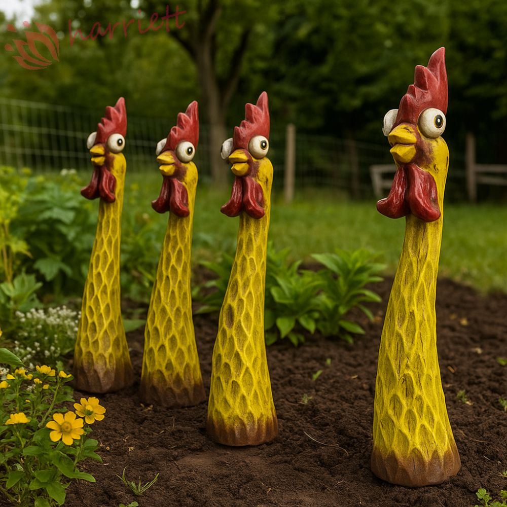 HARRIETT รูปปั้นไก่กรีดร้อง, เครื่องประดับห่านเป็ดวาดด้วยมือตลก, ประติมากรรมสวน Weatherproof งานฝีมือเรซินรูปปั้นสัตว์ Patio Decor