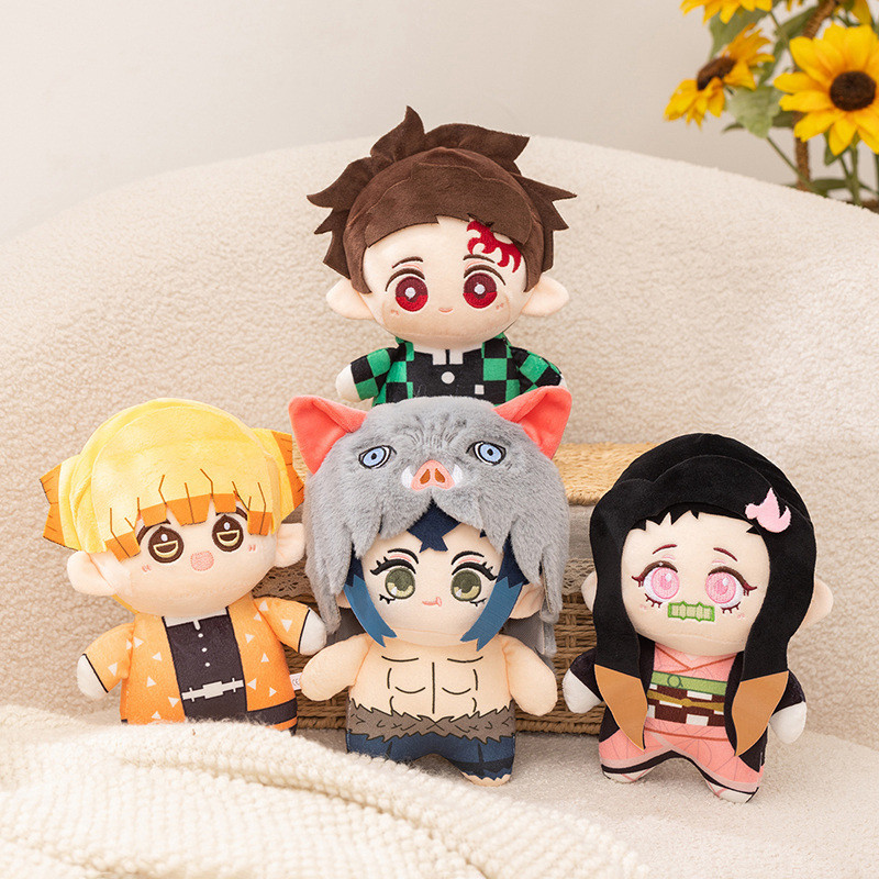 ชุดของเล่นตุ๊กตา Demon Slayer Tanjiro Nezuko Zenitsu Inosuke ตุ๊กตานุ่มของขวัญสําหรับเด็ก