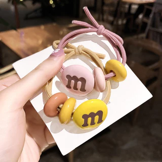 ยางมัดผม M&M หนังยางมัดผมสีสันสดใส เครื่องประดับผมสไตล์น่ารัก สำหรับผู้หญิง พร้อมส่ง