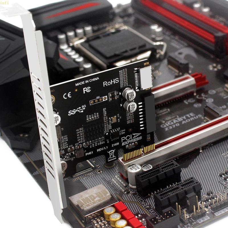 Infi PCI-E ถึง USB3 0 Type-E แผงด้านหน้าขยายการ์ด 5G PCI สําหรับ Express X1 X4 X8 X1