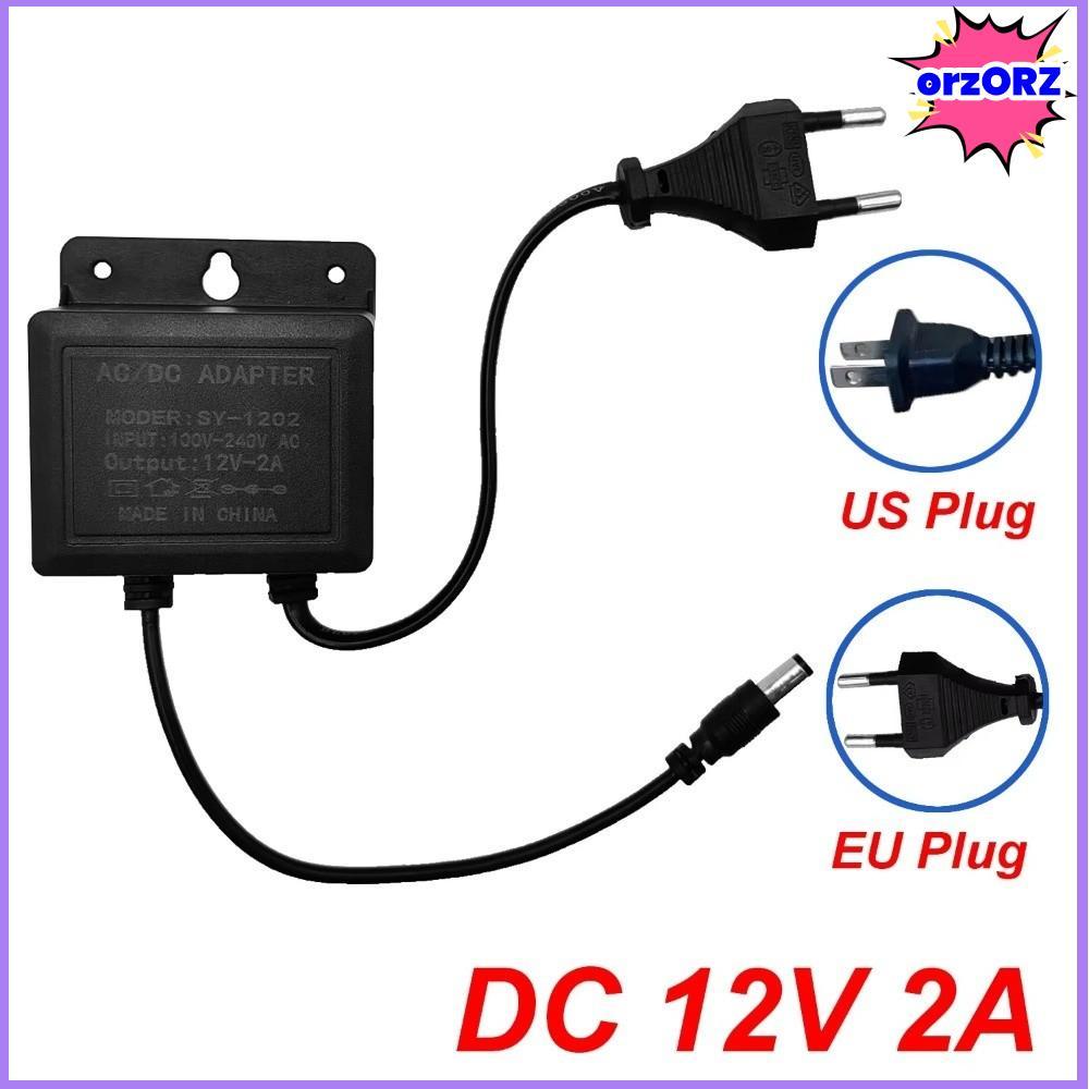 ORZORZ อะแดปเตอร์แหล่งจ่ายไฟกล้อง, EU Plug Black Power Adapter, Professional AC100V-240V อินพุต DC12V 2A เครื่องชาร์จกล้องกันน้ํา AHD ระบบกล้อง