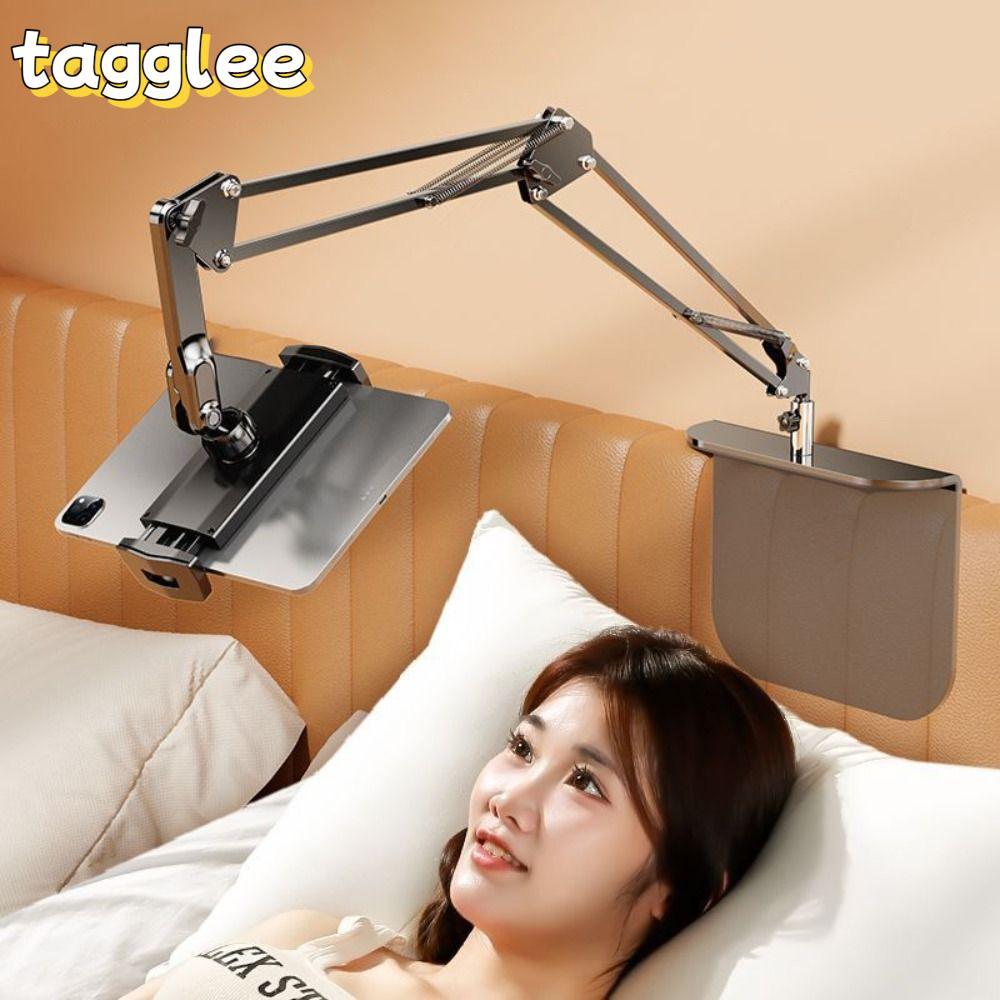 TAGGLEE ที่วางโทรศัพท์แขนยืดหยุ่น, ขาตั้งแท็บเล็ตที่ซ่อนอยู่แบบหมุนได้, ขายึดขี้เกียจแบบพกพาแบบปรับได้แบบพับได้