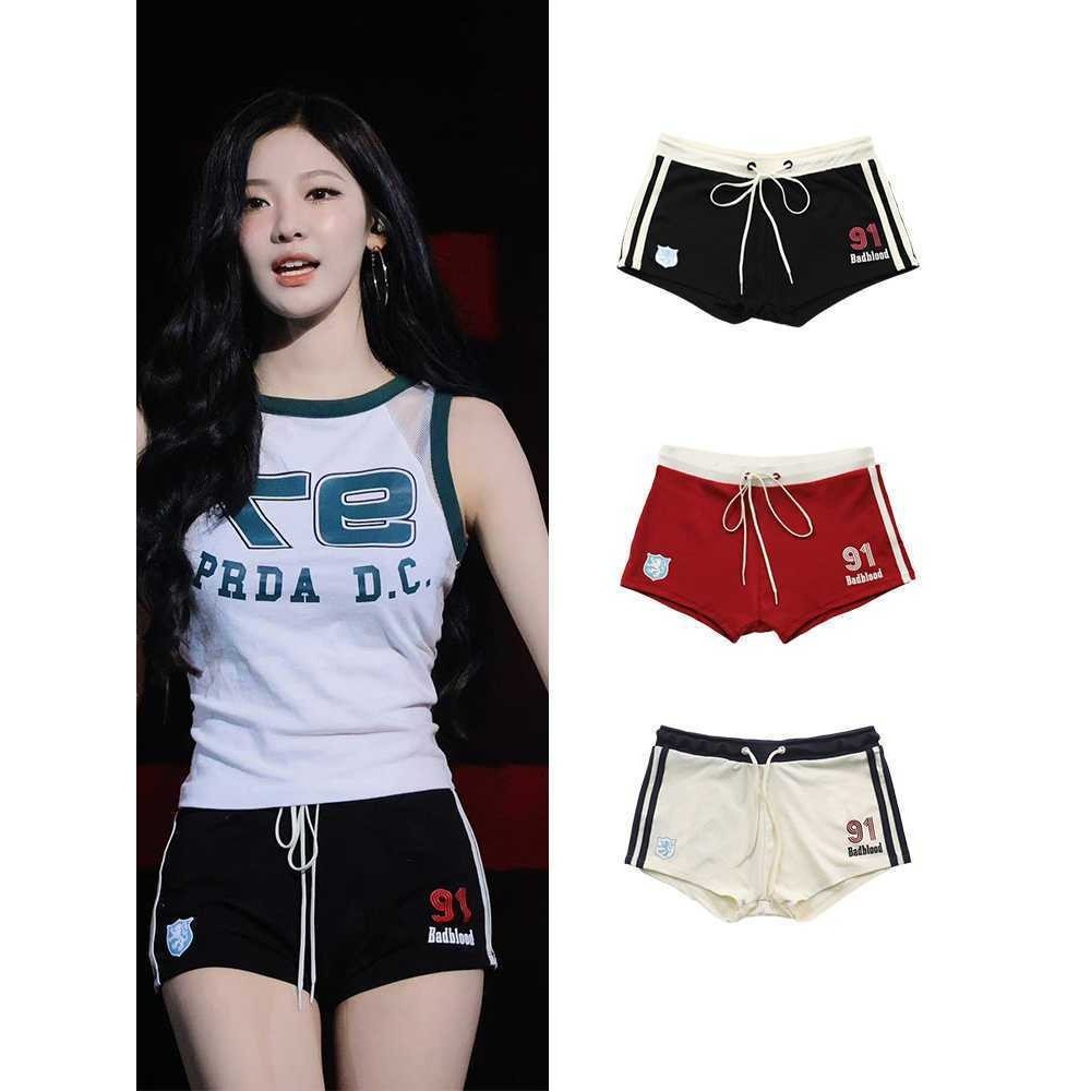 NINGYIZHUO STAR กางเกงขาสั้นผ้าฝ้ายแท่อเมริกัน เย็บลายเอวสูงSlimmer สไตล์เรียบหรูกับการออกแบบเพื่อดูกระชับและสวยงามเหมาะสำหรับใส่ที่ชายหาดหรือใช้ในชีวิตประจำวัน
