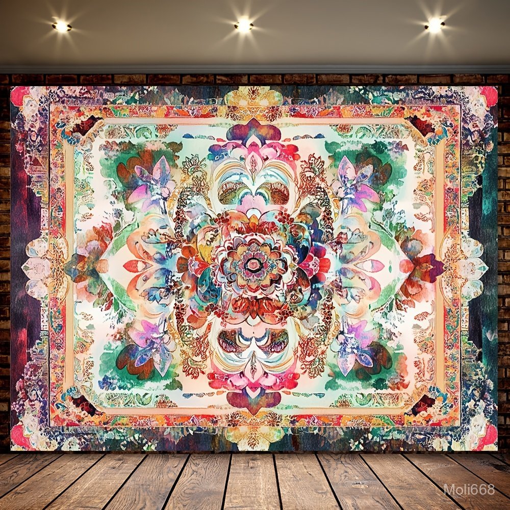 Large Wall Decoration Featuring a 2D Flat Bohemian Floral Design, Available in Various Sizes (39X59/