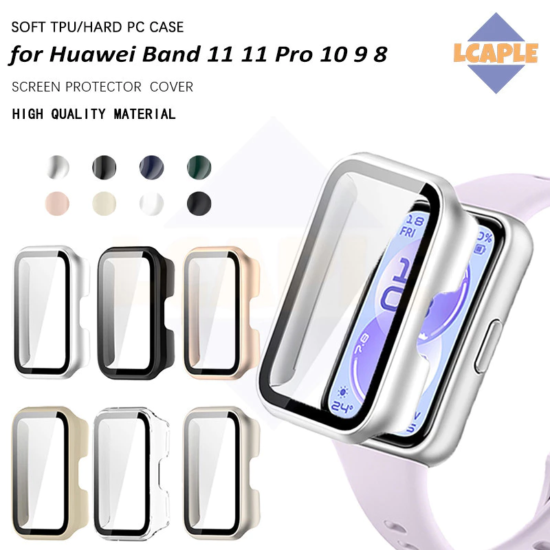 กรณี PC / TPUกระจกนิรภัยสำหรับ Smartwatch Huawei Band 11 11 Pro / 10 9 8 อุปกรณ์ปกป้องหน้าจอ