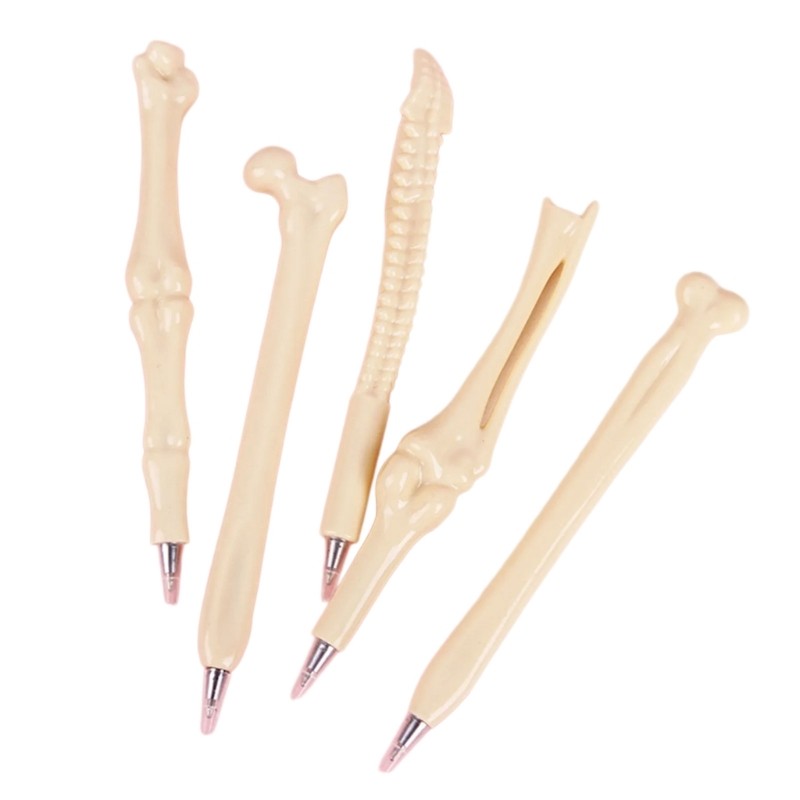 Stat 4 ชิ้นสัตว์กระดูก Themed ปากกาลูกลื่น Ergonomic Handle ปากกาลูกลื่นพลาสติกสําหรับนักเรียนพนักงา