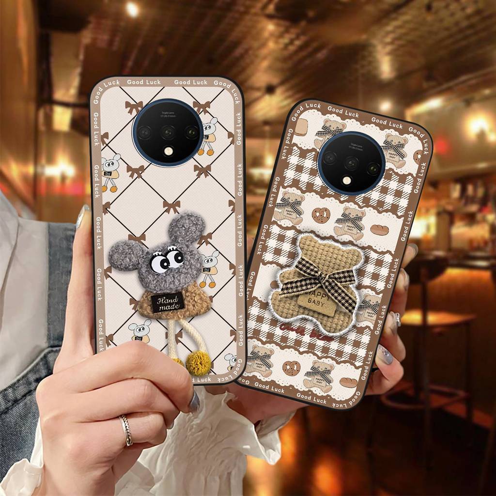 Anti-knock ผ้า Patch เคสโทรศัพท์สําหรับ One Plus 7T/1 + 7T กันน้ําปกหลังเย็บปักถักร้อยแฟชั่นออกแบบกร