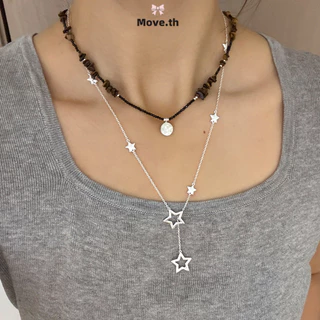 ในไทย-พร้อมส่ง✨สร้อยคอดีไซน์เรียบหรู มินิมอล รูปดาว ปรับขนาดได้ สำหรับผู้หญิง-Move