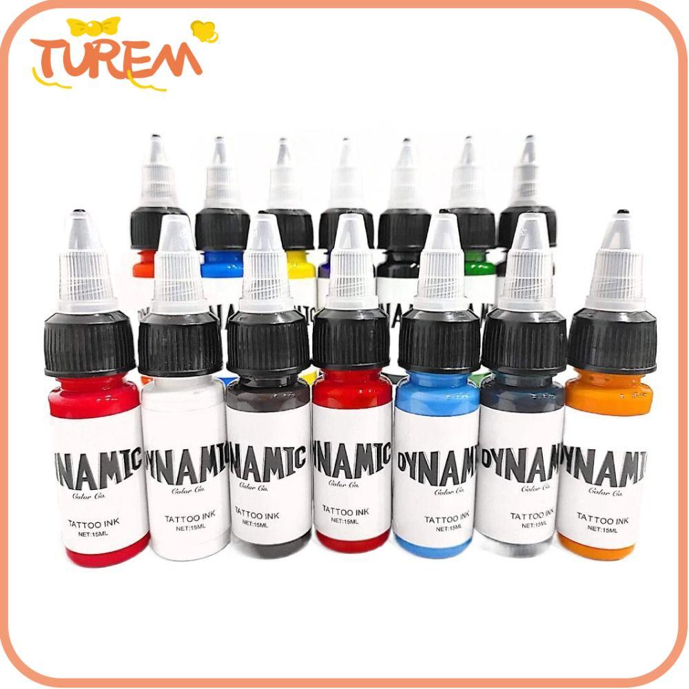 TUREM หมึกลายสักคุณภาพสูง 6 สี (ขาว, ฟ้า, ดำ, น้ำตาล, แดง, เขียว) ขนาด 15ml สำหรับ Body Art และอุปกรณ์ลายสัก
