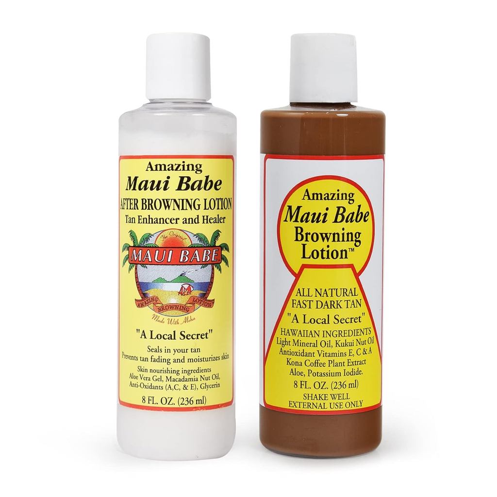 MauiBabe PreforeAndAfterBrowningLotion,[2-Pack]-ก่อนและหลังแสงแดดTan,MadeInUSA,8Ounces