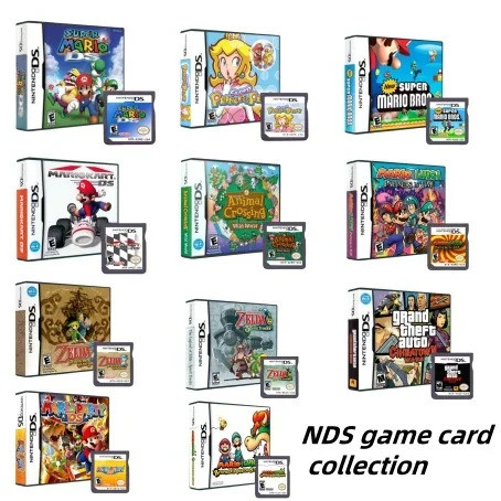 การ์ดเกม NDS Pokemon Pokemon Zelda Super Brothers กล่องการ์ดเดี่ยวเกมภาษาอังกฤษปรับแต่งหลายภาษา