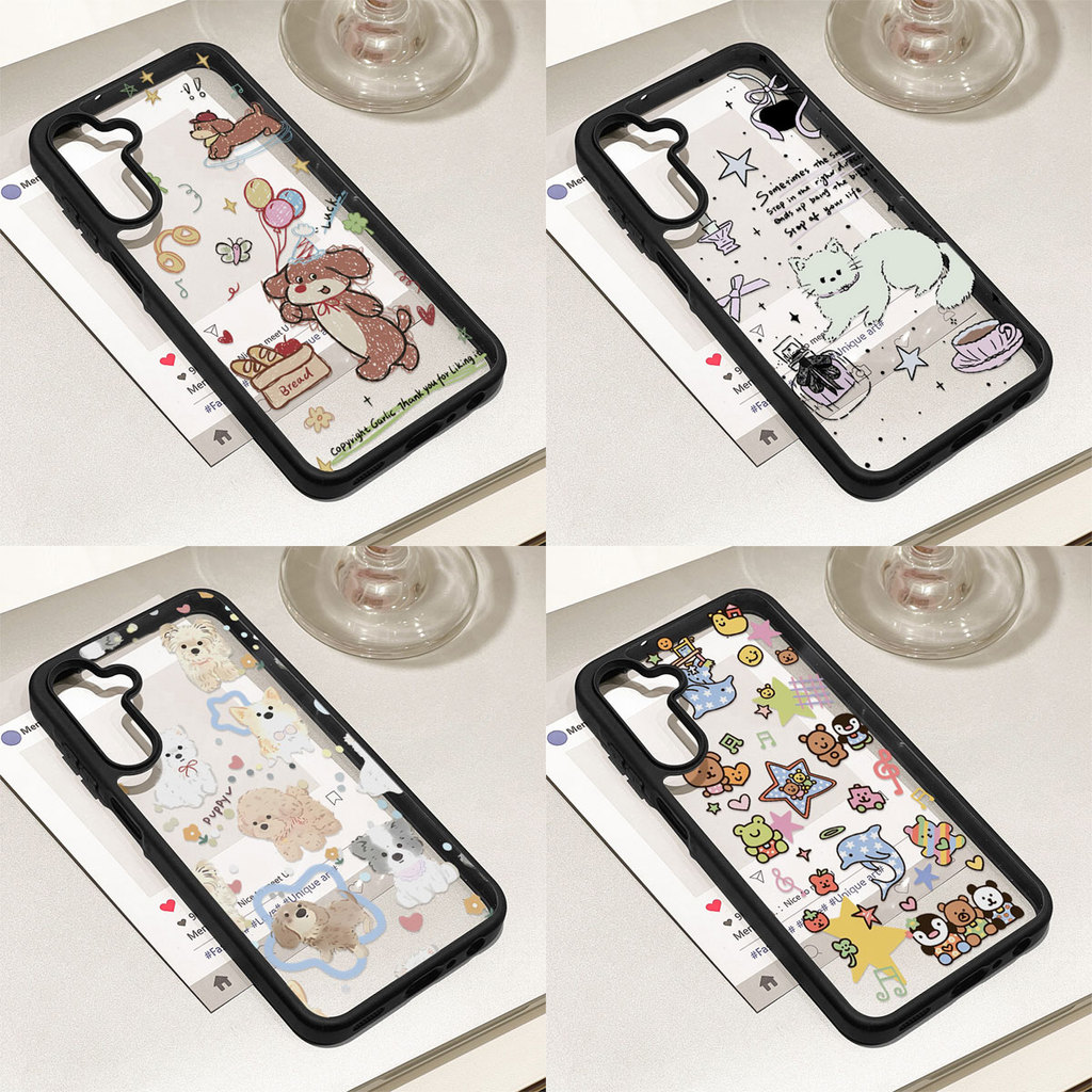 ตุ๊กตาหมีเท็ดดี้ เคส For Samsung A57 A07 A17 A16 A06 A05 A36 A55 A54 A15 A56 A35 A34 A37 S26 อะคริลิกฝ้า เคสโทรศัพท์