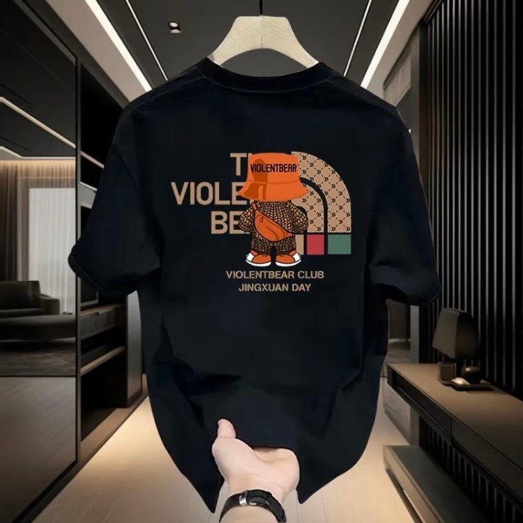 เสื้อยืด ผ้าฝ้าย เฮฟวี่เวท คอกลม แขนสั้น ผู้ชาย ทรงหลวม ลำลอง พลัสไซส์ แฟชั่น เสื้อท่อนล่าง ยอดนิยม 220g เสื้อยืดผ้าฝ้าย
