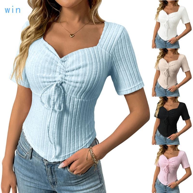 Win Women s Aesthetic Design Long Sleeve Shirt with Drawstring Fit Clothes