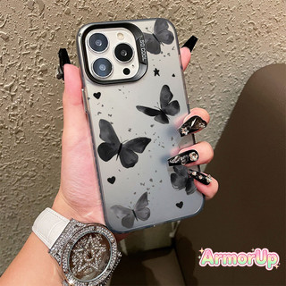 เคสไอโฟน ผีเสื้อวาดเล่น เคสซิลิโคนแข็ง IMD สำหรับไอโฟน 11 12 13 14 15 16 ProMax X XR XS Max 7 8Plus-AP