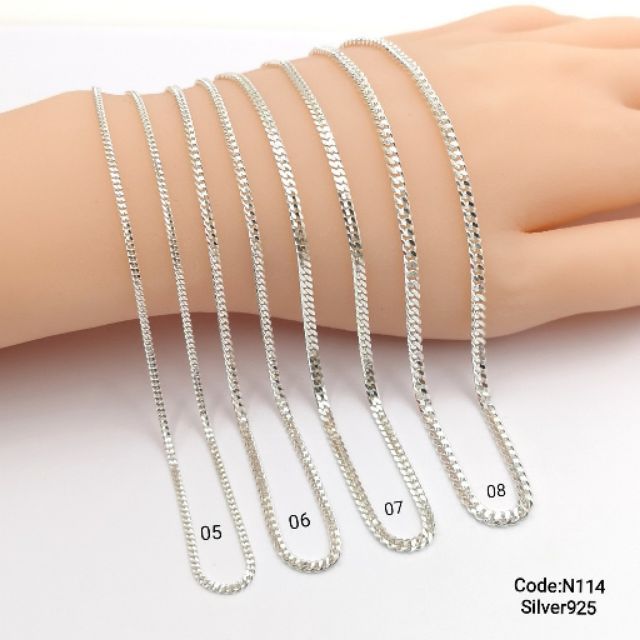 N114 Silver 925 "CSP Chain" สร้อยคอธรรมดา (Rantai Leher)