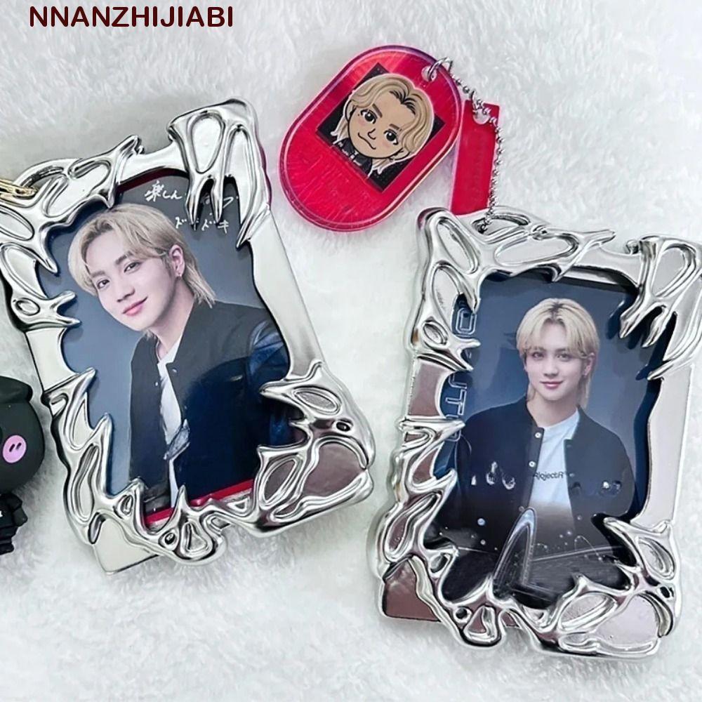 NANZHIJIABI Photocard Holder, Card Sleeve Electroplate Photo Card Frame, DIY Accessories Special-shaped Metallic Style Cool Girl Idol Photo Display Stand กล่องบรรจุภัณฑ์