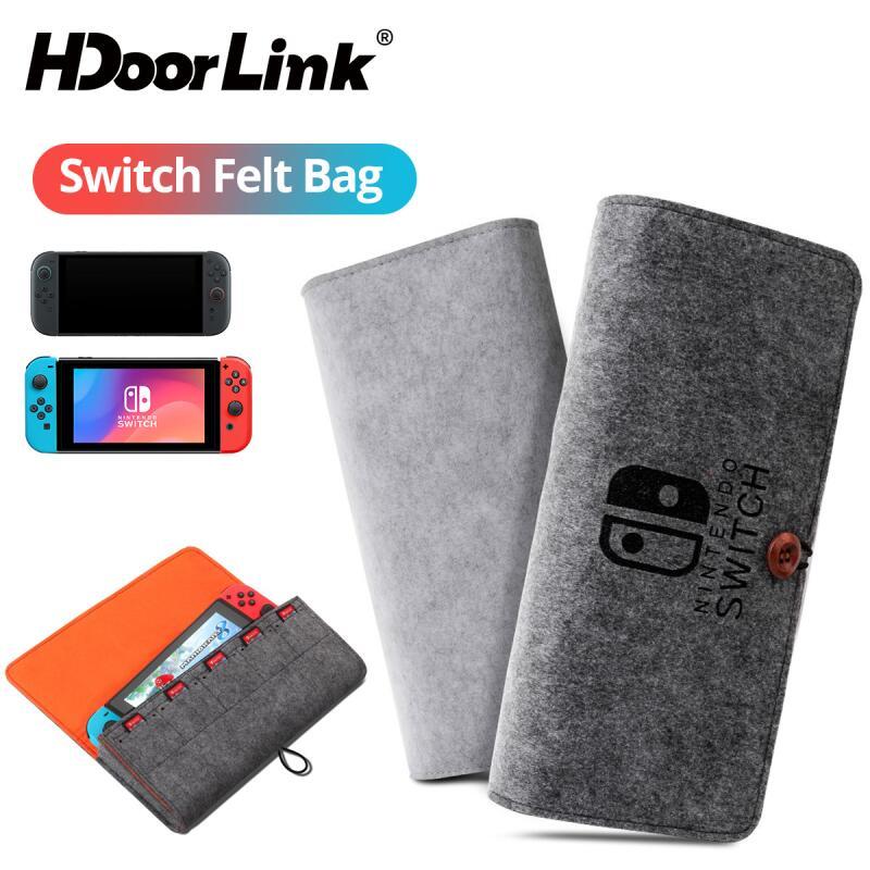 HdoorLink สําหรับ Switch / Switch 2/Lite Slim Felt กระเป๋ากระเป๋าถือเก็บฝาครอบป้องกันการ์ดเกมชาร์จกร