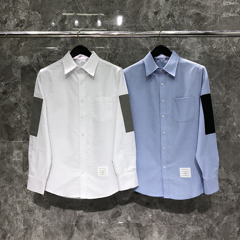 WYHY thombrowne New Oxford fabric shirt, trendy brand, stylish patchwork, stylish collar, couple's s