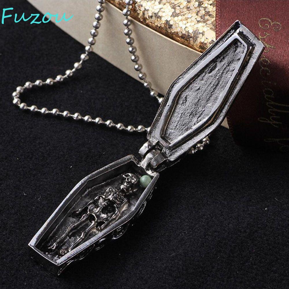 FUZOU Chain Gothic Men Steampunk Coffin Skull Cross