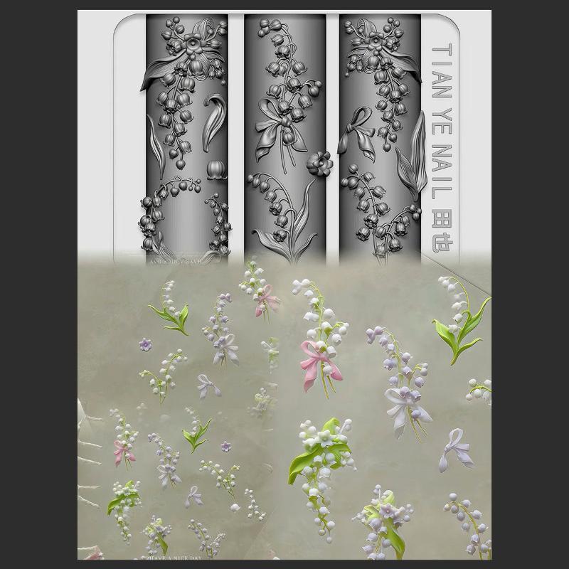 DSTH ดอกไม้ Series 3D เล็บโค้งแม่พิมพ์ Lily Of The Valley โลตัสดอกไม้ Diy สูง Tranpaear เล็บแม่แบบเล็บแม่พิมพ์ Art Decor ร้อน