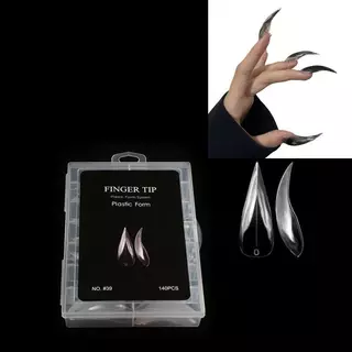 DSTH 140 ชิ้น/กล่องสั้นโค้ง Stiletto เล็บ Dual รูปแบบสําหรับต่อเล็บ 3D Cats Claw Sculptural เล็บอะคริลิคคลุมทั้งหมดแม่พิมพ์ร้อน