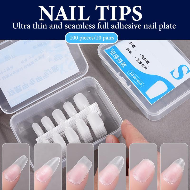 DSTH 100 ชิ้น/กล่องเล็บปลอมเคล็ดลับการออกแบบขนาดกลาง Matte Finish เล็บปลอมเล็บเครื่องมือ Extension กดบนเล็บ HOT