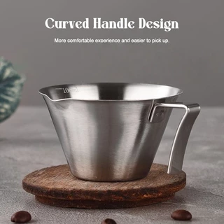 Coffee Extraction Cup 100ML ถ้วยช็อตเอสเพรสโซ่ ถ้วยตวงเอสเปรสโซ่ สเตนเลส 304 รูปตัว V ช็อตกาแฟ พร้อมที่จับ พร้อมสเกล