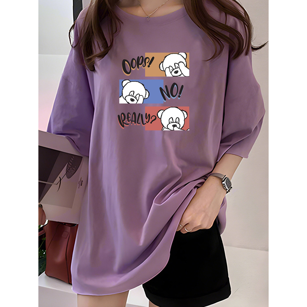 2G8963 Tshirt ผู้หญิง Plus ขนาดเสื้อผ้า T เสื้อ Crop Top เสื้อยืดผู้หญิงเสื้อรอบคอ B