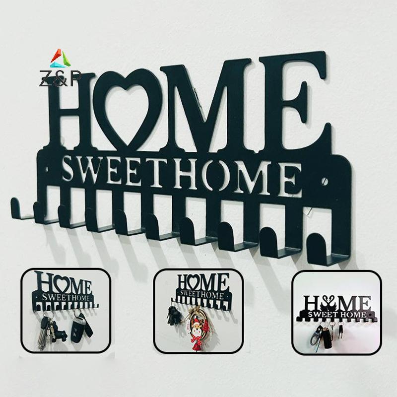 [Z&PT] 1PC ติดผนัง Sweet Home ตกแต่ง Key Holder, Key Wall Hook, Creative Key Holder สําหรับประตูด้าน